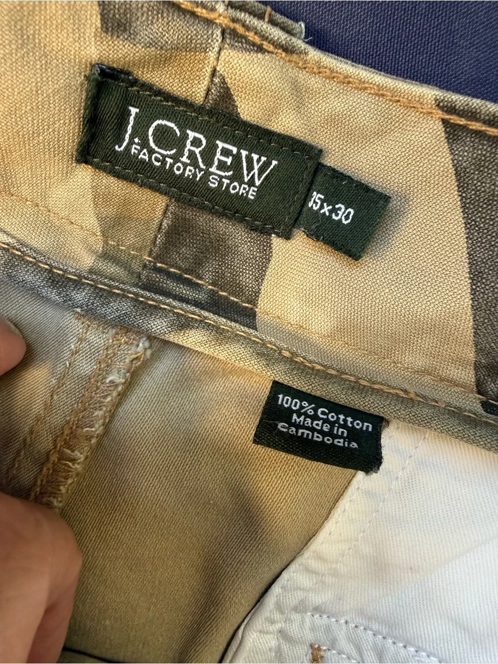 J. Crew Men's Brown Green Desert Camo Cargo Pants Loose Size 35 X 30